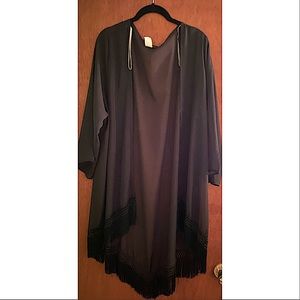 Plus size fringe kimono